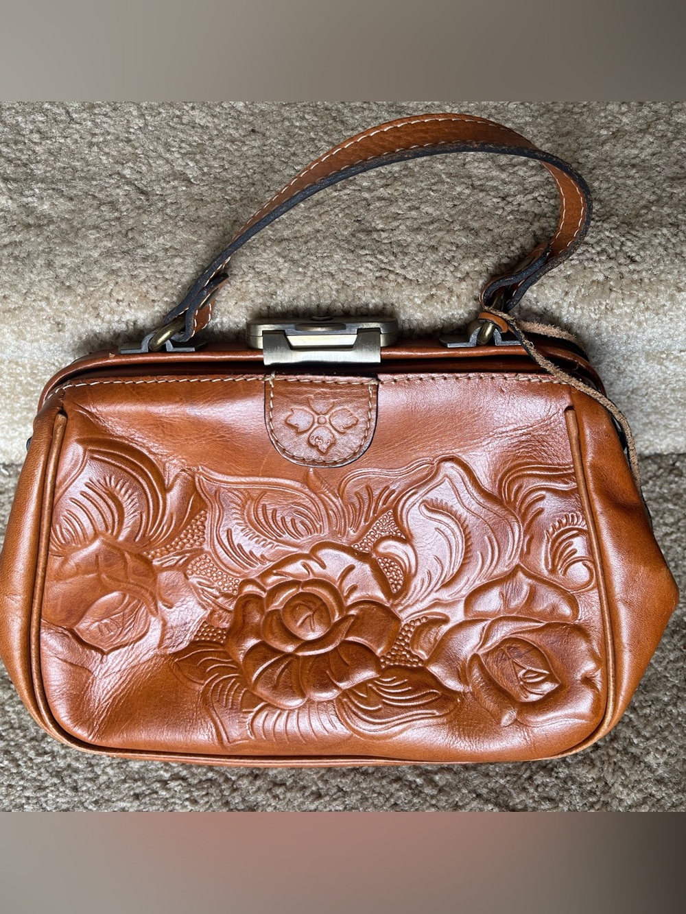 Patricia Nash Embossed Floral Leather Clutch - Tan Brown